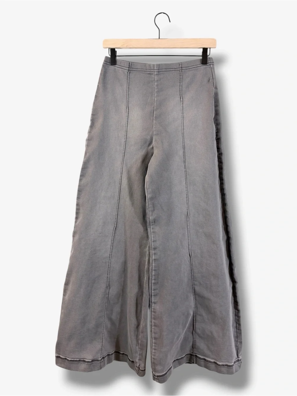 DO by Dee Ocleppo Anna Wide Leg Pull On Jeans S Vintage Black Gray Minimalist